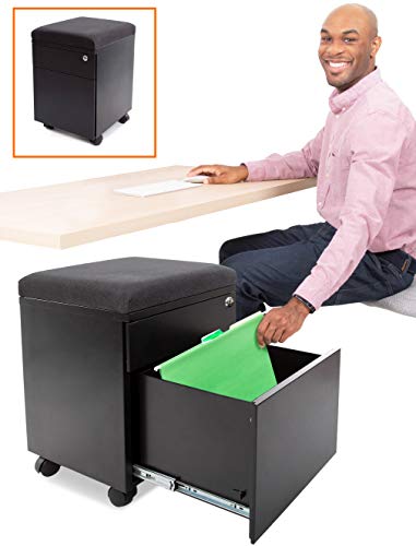 Stand Steady Vert | Rolling File Cabinet | 2 Drawer Mobile File Cabinet with Locking Storage | Small Filing Cabinet with Cushion Top for an Extra