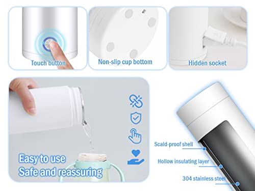 Hitopin Travel Portable Kettle, 400ml Travel Kettle, Travel Electric Mini Kettle, Automatic Shut off Travel Tea Kettle, with 2PCS Stickers and 1P