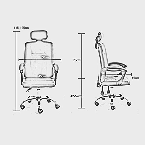 HJW Office Chair Computer Chair Home Office Rotary Lift Chair, with Headrest and Steel Feet Bow-Shaped Chair Swivel Chair Armchair,Black
