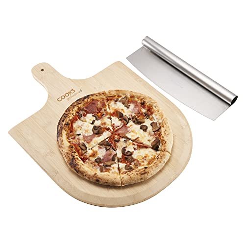 Electric Pizza Oven Energy Efficient with Stone Base 1200w Glass Window 12 inch 31cm with Pizza Paddles 2 Year Warranty by Cooks Professional (Pi