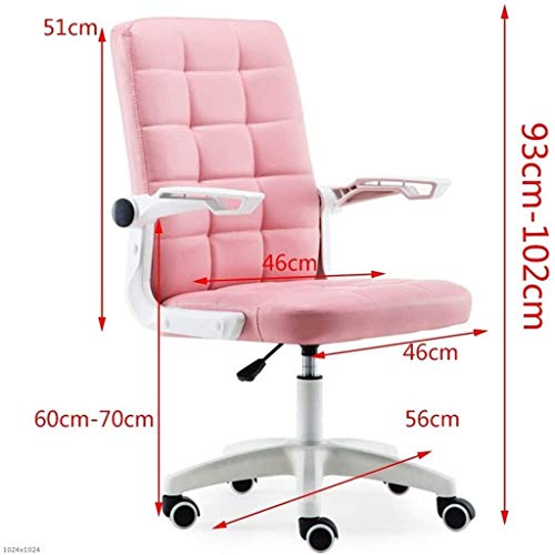 SCDBGY ygqbgy Pink Pulley Office Chair,with Wheels Armrests Modern PU Leather Office Chair Midback Home Computer