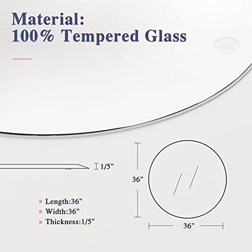 Natsukage Glass Chair Mat, 36" Round x 1/4" Thick Tempered Glass Office Chair Mat for Carpet or Hardwood Floor - Effortless Rolling, Easy to Clea