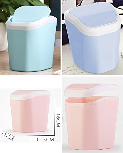 Plastic Desktop Trash Can Waste Can with Lid Car Garbage Can Office Waste Bin # 4, Black