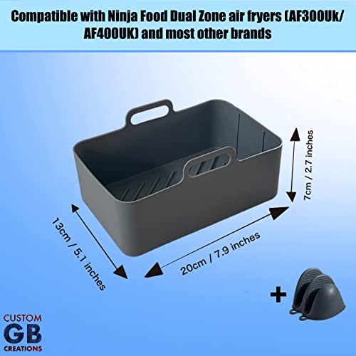 Silicone Air Fryer Liners for Ninja Air Fryer Dual, Ninja Air Fryer Accessories, Reusable Air Fryer Silicone Liner, 7.6l Airfryer Liners, Airfrye
