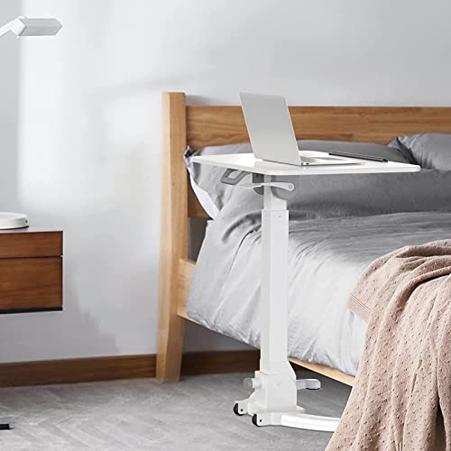 QINAIDI Foldable Mobile Standing Desk, Height Adjustable, 90° Tiltable Rolling Laptop Desk, with Wheels Non-Slip Mat, for Home Office,A