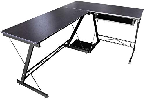 WLABCD Table Computer Desk L Shape Office Corner Table,Standing Combination Workbench Home Workstation Studio/Black / 116×120×73cm