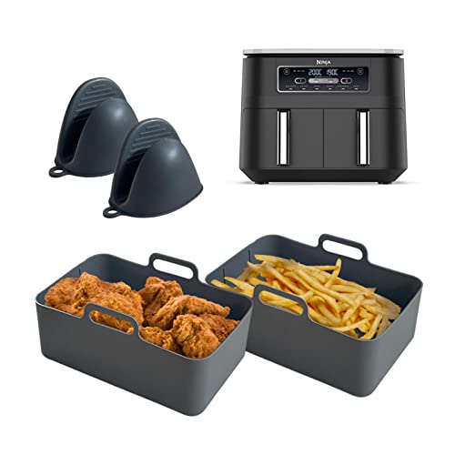 Silicone Air Fryer Liners for Ninja Air Fryer Dual, Ninja Air Fryer Accessories, Reusable Air Fryer Silicone Liner, 7.6l Airfryer Liners, Airfrye