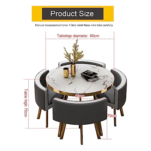 Simple Kitchen Dining Table Set 1 Table 4 Chairs Meetings Negotiation Table 90cm,Reception Round Table Set, Office Conference Table Bar Balcony B