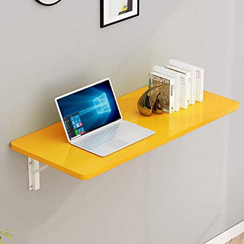 MYYINGELE Folding Wall-mounted Table for Small Space, Solid Wood Kitchen Drop Leaf Table, Compact Computer Study Desk for Office Home, Blue, 80x4