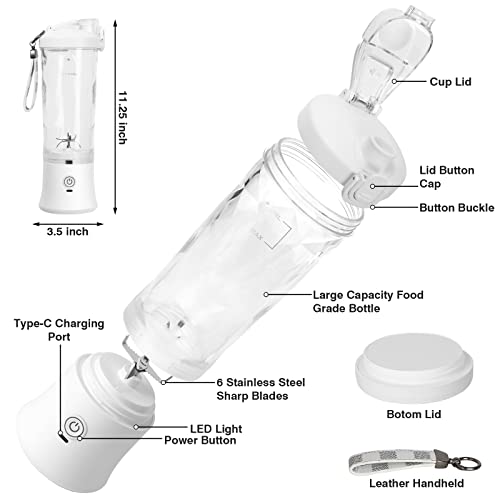 Suewow 2023 New Portable Blender,with 6 Blades Mini Blender,270 Watt for Shakes and Smoothies Waterproof Blender USB Rechargeable with 20 oz BPA