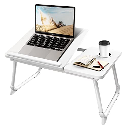 Laptop Desk for Bed or Couch, Woking in Bed Desk, Home Office Desks, Breakfast Tray Desk, Desk with Cup Holder, Watch Movies in Bed, Fordable Leg