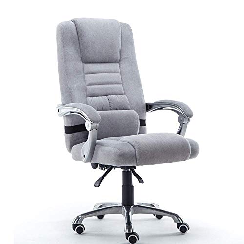 LZQDM Classic Leather-Padded Mid-Back Office Desk Chair with Armrest - Gray