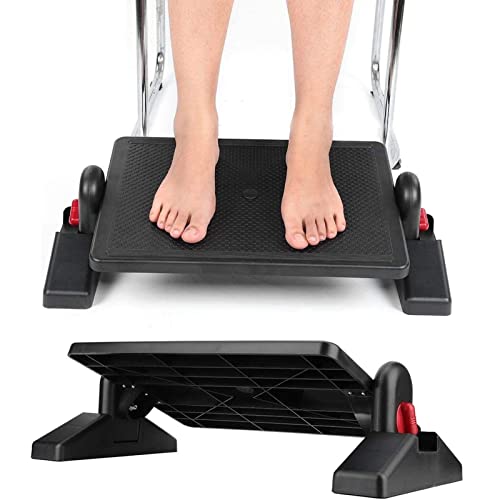 luoyipink Under Desk Foot Rest, Adjustable Height Portable Ergonomic Foot Pedal Rest with Foot Massager for Office Home Use, Relieve pain in legs