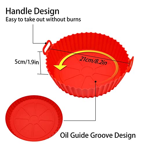 DIFCUL 2PCS Silicone Pot, 7.9inch Reusable Silicone Air Fryer Liner,Basket Rack Accessories, Baking Tray Compatible with Ninja, Tower, COSORI