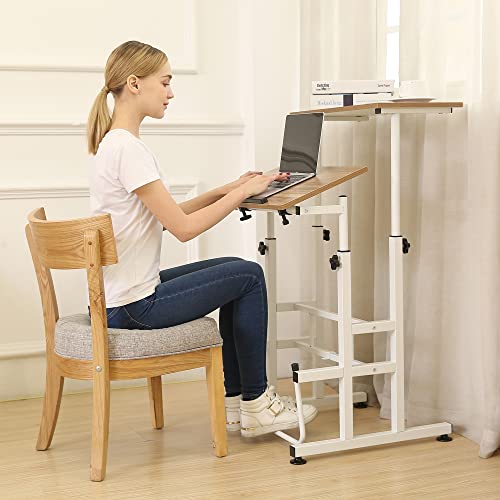 SDADI 2 Inches Carpet Wheels Mobile Standing Desk Stand Up Desk Height Adjustable Home Office Desk with Standing and Seating 2 Modes 3.0 Edition,