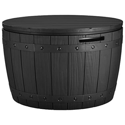 YITAHOME 127L Garden Storage Box, Waterproof Large Outdoor Storage Box, Round All-weather Deck Boxes for Patio Furniture, Pool Accessories, Easy