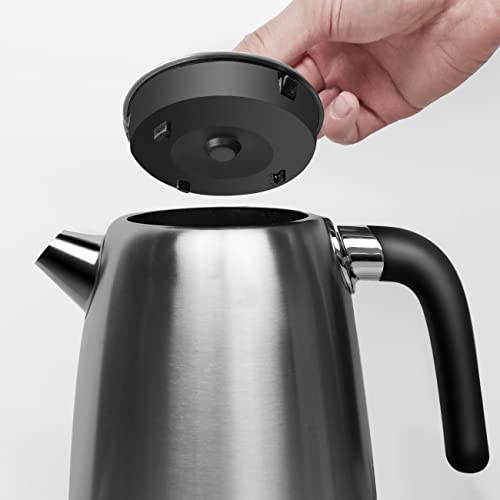 ExtraStar 1.7 Litre Fast Boil Electric Kettle, 2500-3000W Brushed Finish Stainless Steel Kettle, Measuring Window with Cup Level and LED Indicato