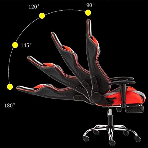 HJW Game Chair Racing Chair Office Chair Home Chair Ergonomic High Back Computer Chair Adjustable Chair Armchair,White,119-125X51X47Cm