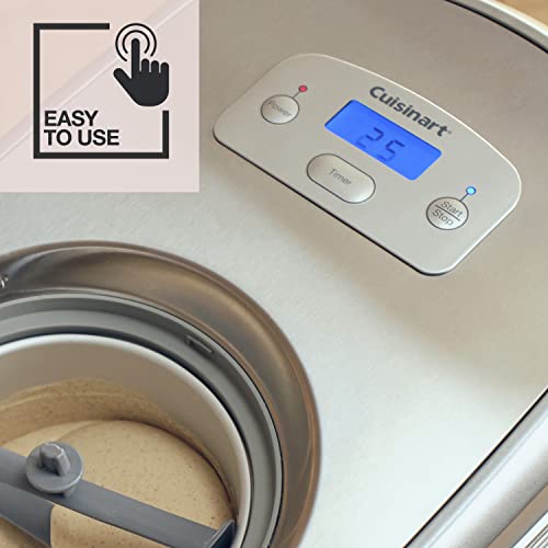Cuisinart Ice Cream and Gelato Maker | Makes Ice Cream, Gelato, Sorbet, Frozen Yoghurt in 40 Minutes | No Need to Pre-Freeze Bowl | Stainless Ste