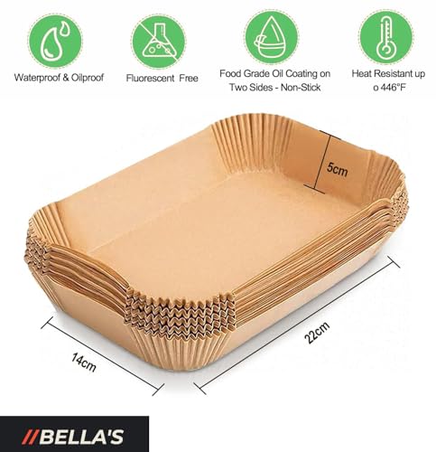 Bella's Air Fryer Liners, 100PC Ninja Air Fryer Liners for Ninja Air Fryer Dual, Air Fryer Disposable Paper Liners, Food Grade Air Fryer Accessor
