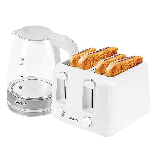 Geepas 4 Slice Bread Toaster with 6 Level Browning Control | Removable Crumb Tray, Cancel Function, Cord Storage & Cool Touch Plastic Housing | 1