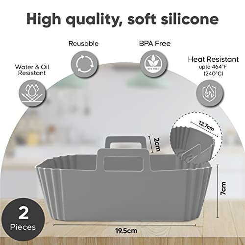Silicone Pot for Ninja Dual Air Fryer - Set of 2 | Silicone Air Fryer Liners Reusable for Double Air Fryer, Dual Air Fryer Basket | Ninja Air Fry