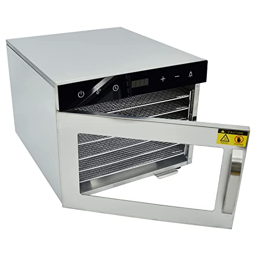 Food Dehydrator Machine, 6 Tray Stainless Steel Fruit Dryer Machine, Touch Panel with 24H- Timer & 20-90°C Temperature Control, for fruit vegetab