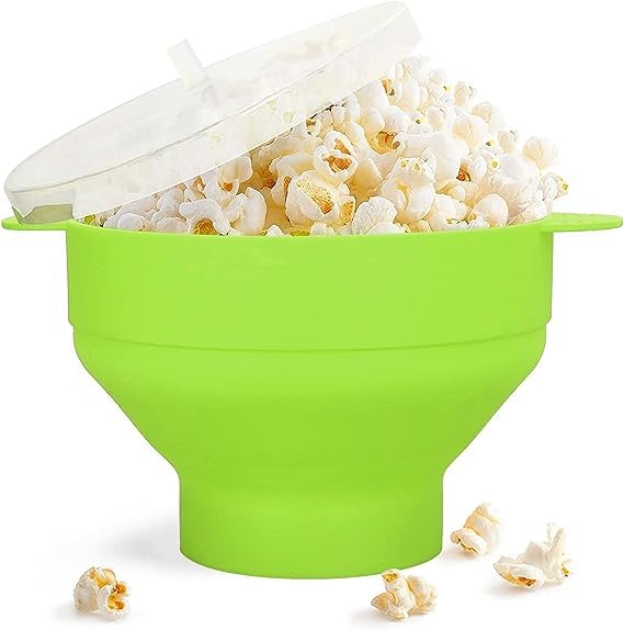 EMEF Microwave Popcorn Popper in an easy to make Popcorn Maker Collapsible Silicon Bowl (Red)