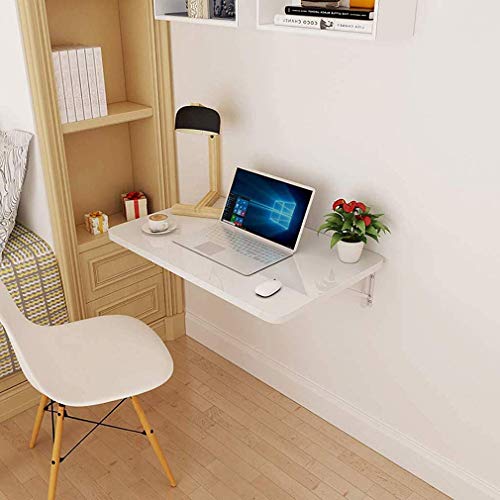 MYYINGELE Folding Wall-Mounted Table, Solid Wood Wall Table, Dining Table, Computer Desk for Small Space, for Office Home Kitchen, Black, 60x40cm