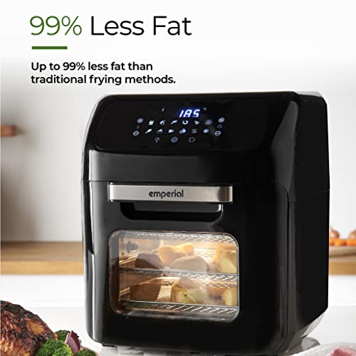 Emperial 12L Air Fryer Oven 1800W with Rotisserie, Dehydrator, Digital Display, Timer, 12 Pre-Set Modes and Adjustable Temperature Control for He