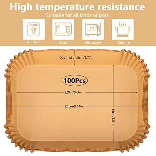 Honeueuen 100 PCS Air Fryer Disposable Paper Liners for Ninja Dual Air Fryer, Air Fryer Liners Rectangle 8.6 * 5.5in Air Fryer Disposable Paper L