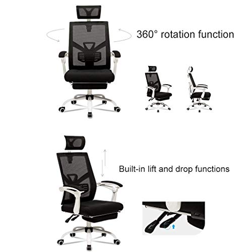 n/a Ergonomic Adjustable Office Chair with Adjustable Lumbar Support-High Back with Thickening Sponge Seat Cushion-Adjustable Head-Arm Rests,With