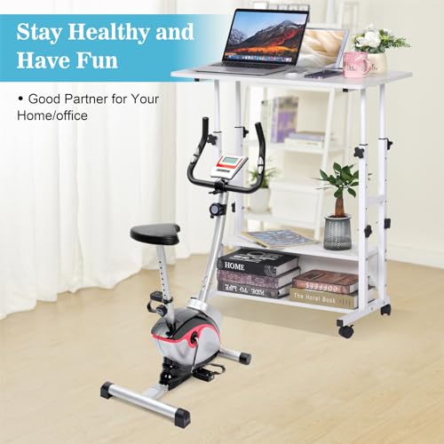 Small Standing Desk Adjustable Height, Mobile Stand Up Desk with Wheels, 32 Inch Portable Rolling Desk Small Computer Desk, Portable Laptop Desk