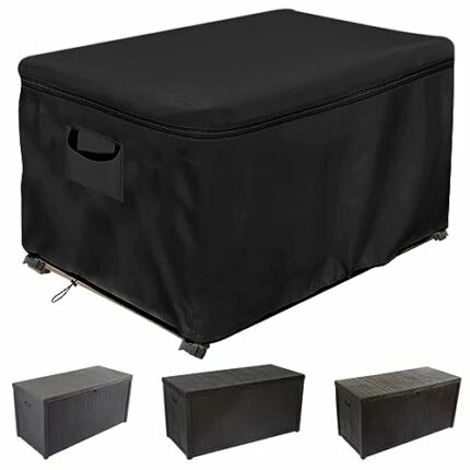 Deck Box Cover, Outdoor Storage Box Cover, Patio Storage Box Cover Made of 600D Oxford Cloth, Windproof, Rainproof, UV Resistant, Tear Resistant
