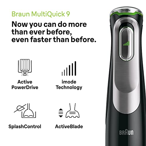Braun MultiQuick 9 Hand Blender, Mixer, XL Food Processor, Active PowerDrive Technology, Multifunctional Bowl with 0.6L Capacity, 1200W, MQ9187XL