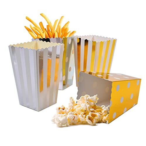 JAVOUKA 20 x Popcorn Bags, Paper Bags, Popcorn Boxes for Party Snacks, Sweets, Popcorn and Gifts Bags - Blue + Pink