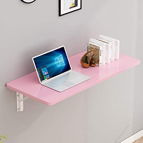 MYYINGELE Folding Wall-mounted Table for Small Space, Solid Wood Kitchen Drop Leaf Table, Compact Computer Study Desk for Office Home, Blue, 80x4