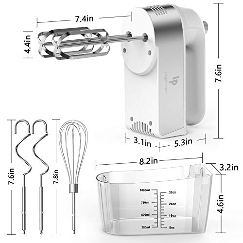 Hand Mixer Electric, 450W Kitchen Mixers with Scale Cup Storage Case, Turbo Boost/Self-Control Speed + 5 Speed + Eject Button + 5 Stainless Steel