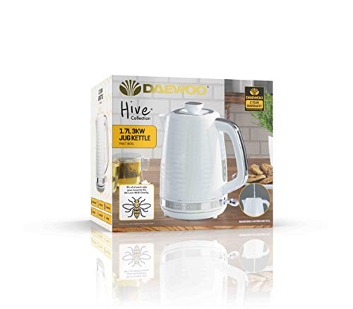 Daewoo SDA1970 Hive Textured Body Kettle with Concealed Heeating Element, Power On Indicator and Removable Filter, Automatic and Manual Switch Of