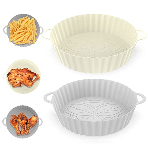 Homestarry Silicone Air Fryer Liner, 2Pcs Air Fryer Liners Reusable Silicone Pot, 8.3" Air Fryer Food Grade Silicone Baking Tray Coking Accessori