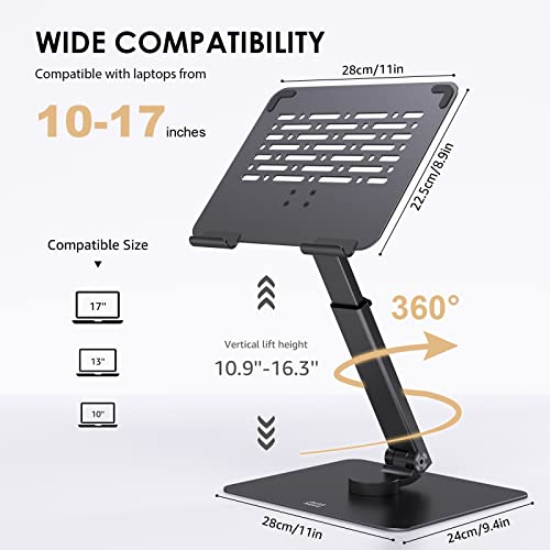 Minthouz 360° Swivel Laptop Stand for Desk, Height/Angle Adjustable Laptop Riser for Collaborative Work, Ergonomic Computer Stand Fit for MacBook