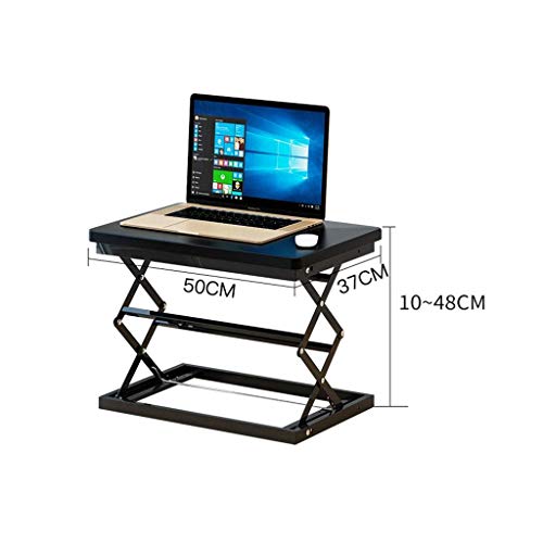 JJDNZ Compact & Solid Aluminum Standing Desk, Desktop Platform Height Adjustable w/Smooth Air Assist, Instant Sit Stand Converter & Dual Monitor