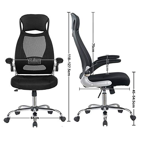 LZQDM High Back Mesh Office Chair with Adjustable Armrest Lumbar Support Headrest Swivel Task Desk Chair Computer Chair Guest Chairs Reception Ch
