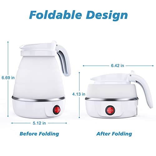 Foldable Electric Kettle, Camping Kettle, Mini Travel Kettle, Silicone Electric Water Boiler, Tea Coffee Maker, Portable Coffee Kettle with Separ