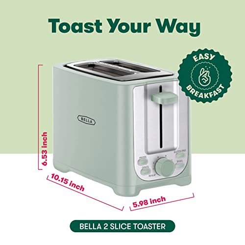 BELLA 2 Slice toaster, Stainless Steel and Sage