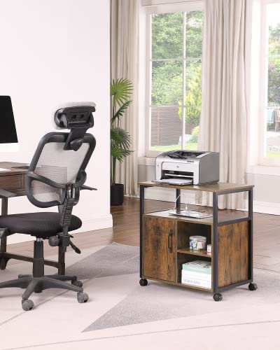 Kavonty Lateral File Cabinet,Office Filing Cabinets with Socket and USB Charging Port,Modern Rolling Printer Stand with Storage for A4, Letter Si