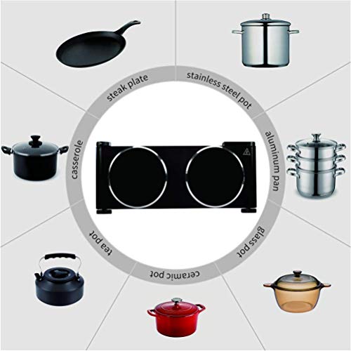 Double Hot Plate, CUSIMAX 2400W Electric Hob Ceramic Hot Plate, Portable Double Camping Hob Infrared Cooktop with Dual Temperature Control, Easy