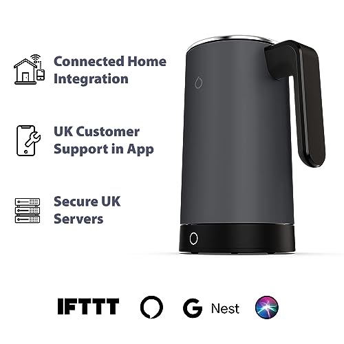 iKettle 3 by Smarter - WiFi Internet Smart Kettle, Secure UK Server, Stainless Steel Dark Grey, Digital Temperature, iOS, Android App, Alexa, Wat