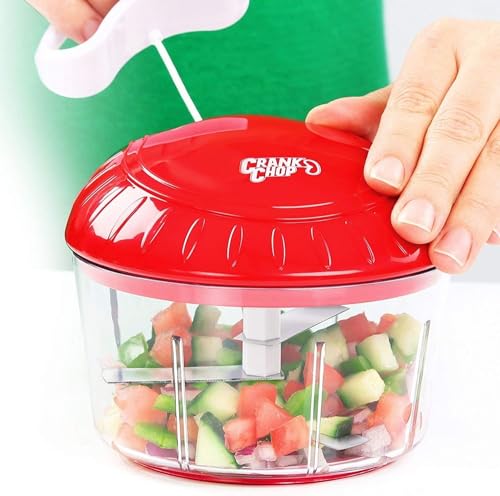 Crank Chop Food Chopper and Processor Original - Chop Dice Puree Vegetables Onions Tomatoes Garlic Meats and Nuts in Just Seconds for Delicious M