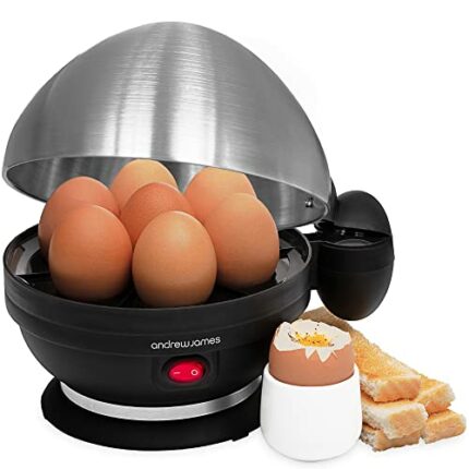 Andrew James Egg Boiler Poacher Electric Cooker with Steamer Attachment for Perfect Soft and Hard Boiled Eggs | up to 7 Egg Capacity | Water Meas